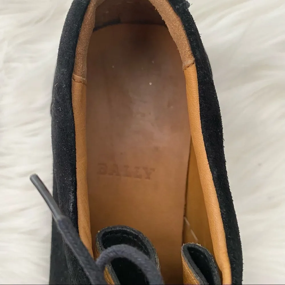 Bally Darly Suede Black Lace-Up Square Oxford Platform Shoes 7.5